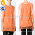 New Orange trois quarts de longueur Puff Manches col Rond Summer Blouse Fabrication en gros Mode Femmes Vêtements (TA0032B)